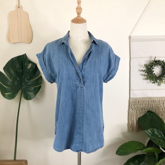 J.Crew Tops - J.Crew | Blue Denim High Low Tops Size 4